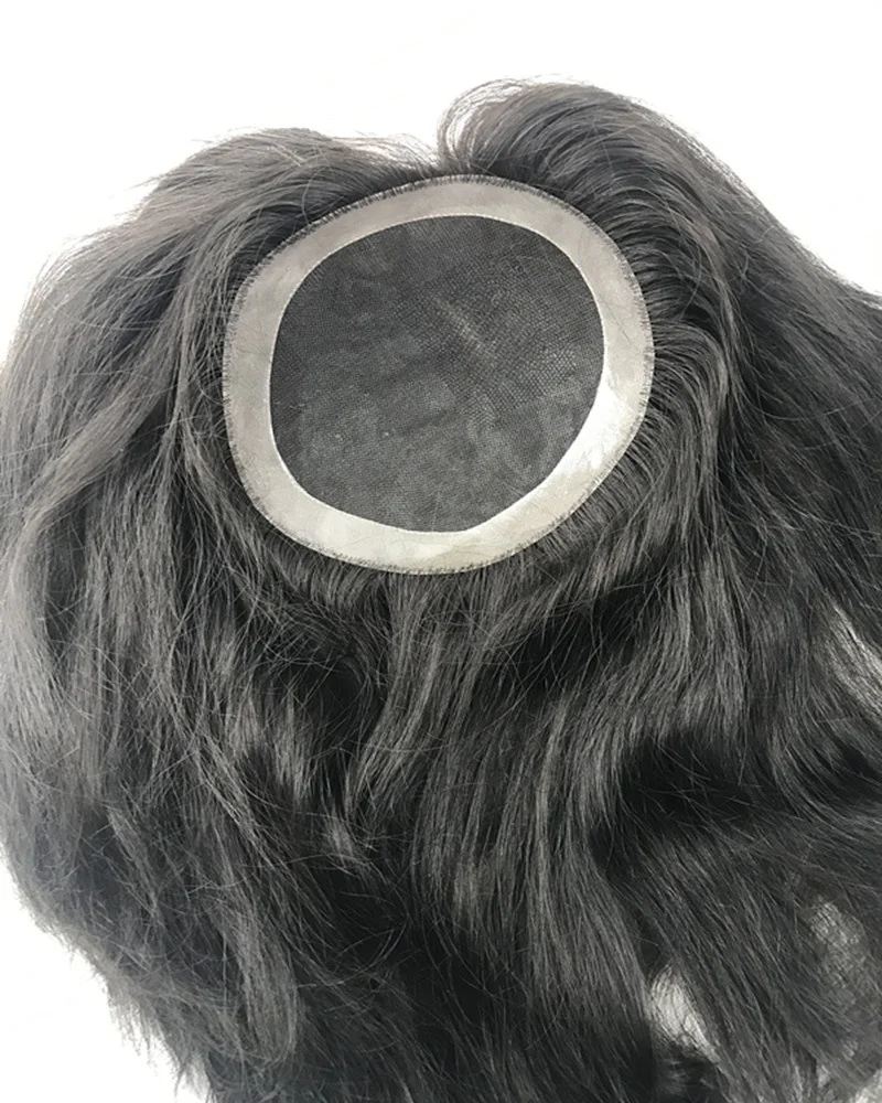 black color 10inch human hair replacement long life strong mono patches toupee for thinning hair loss women