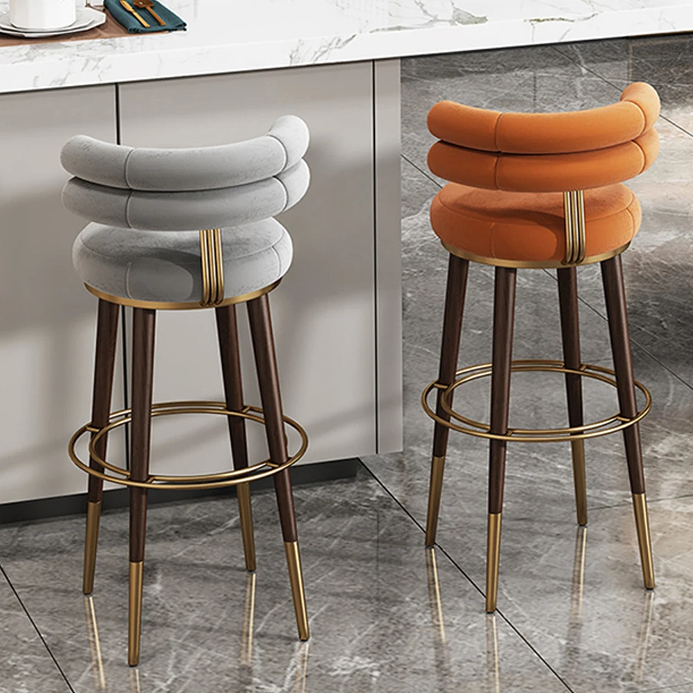 Custom Luxury Modern Counter Height Barstool Wooden hotel Kitchen Island High Chair pub Bar Stools For Restaurants