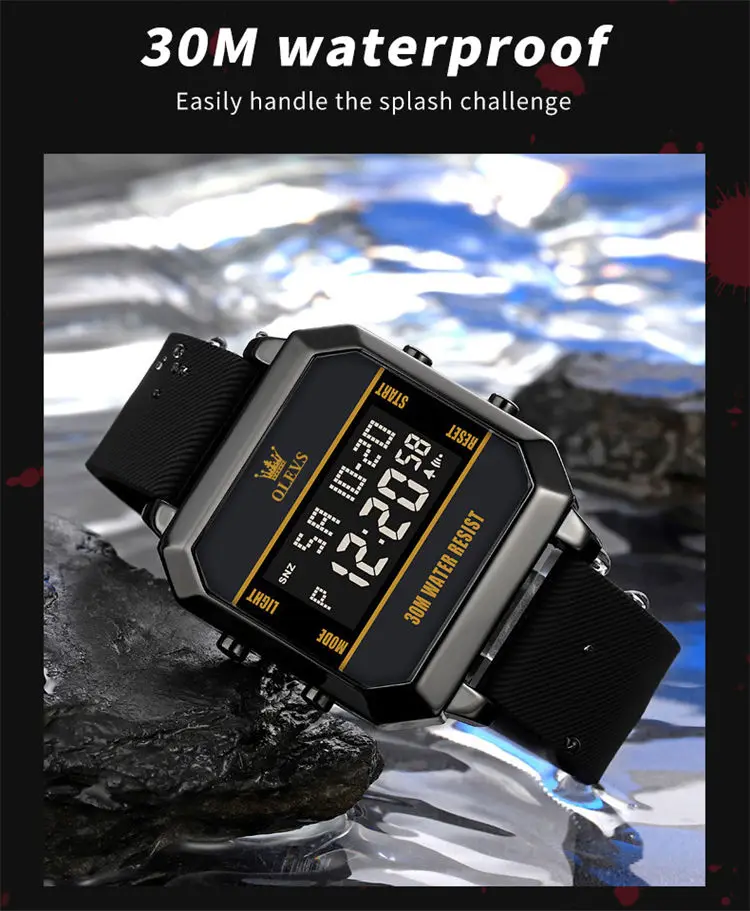 OLEVS 1103 elegance shenzhen man digital watch nice Silicone strap Luminous Multi function low moq Casual wristwatch
