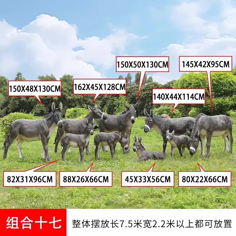 F024 Simulation donkey statue donkey sculpture outdoor garden lawn landscape decoration fiberglass animal ornaments
