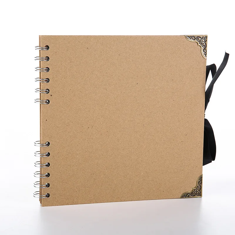 Retro photo album ribbon bow coil new DIY photo album paste type baby scrapbook photo album couple classmates handmade gift