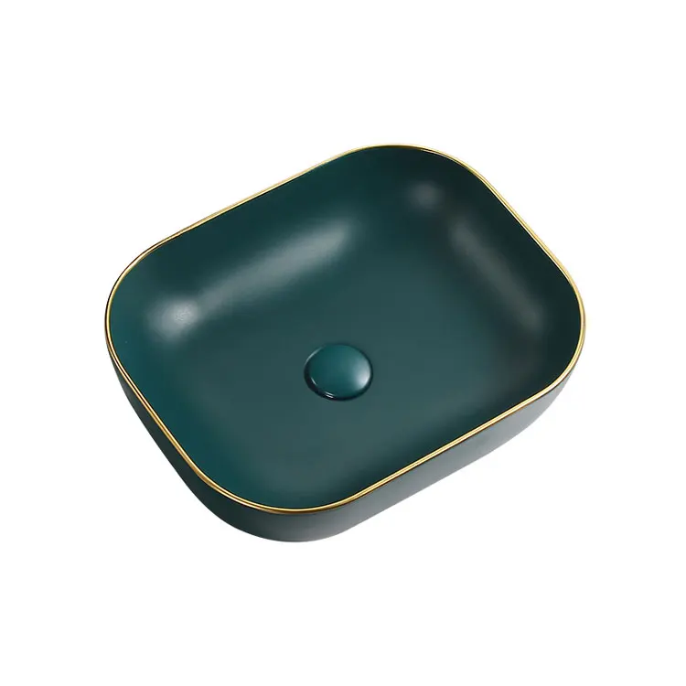 Chaozhou luxury ceramic oval art basin bathroom products sinks sanitary ware sink bowls face washbasins with gold line