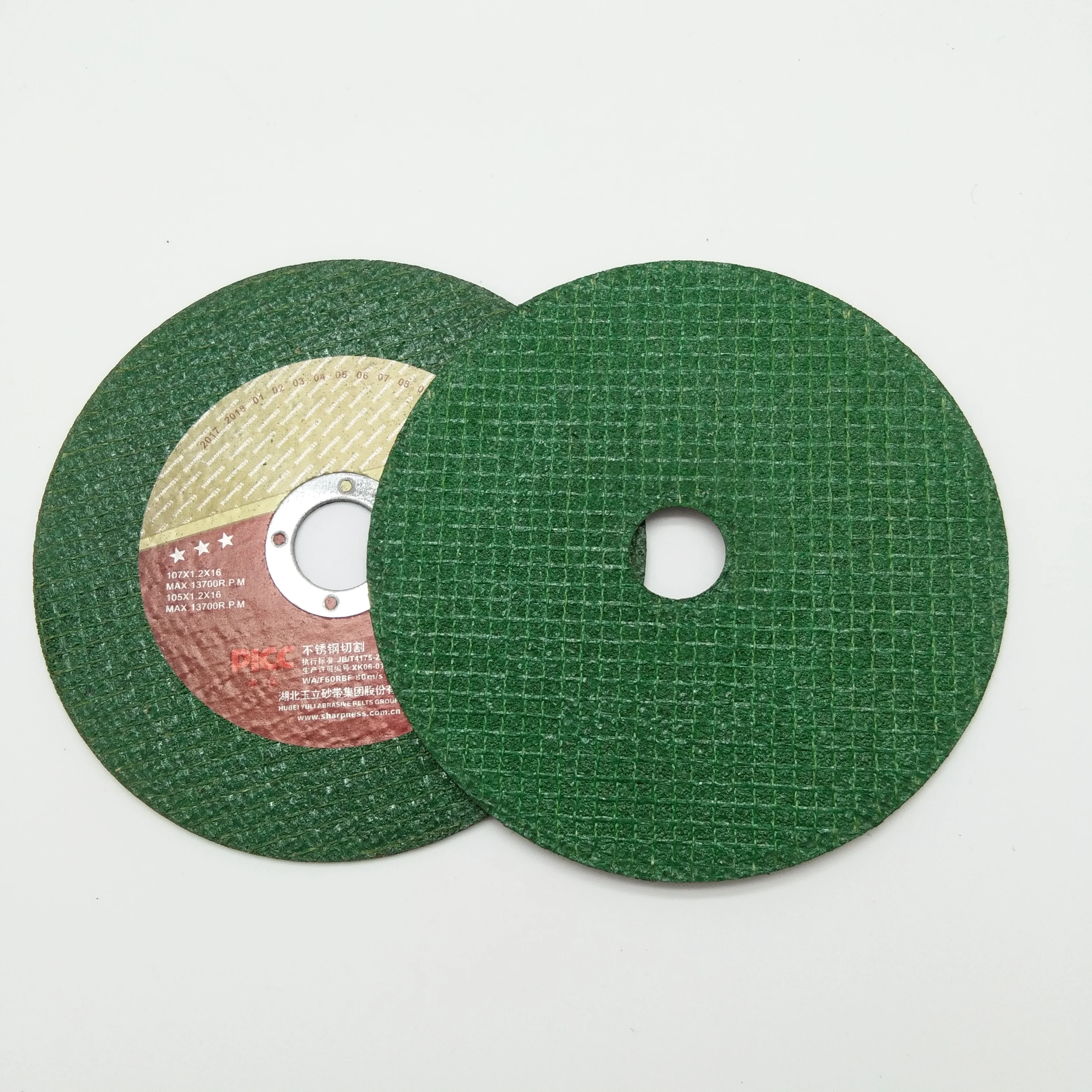 EN12413 T42 4inch 107x1.2x16mm green cutting wheel for metal and stainless steel application