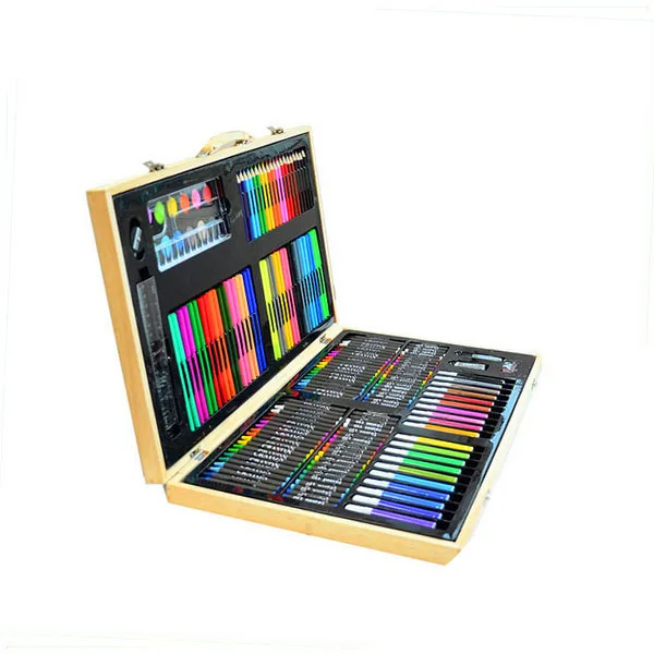 Hot Sale Environmental Protection Pigment Rainbow Art Deluxe Wood Box Drawing Set For Beginners