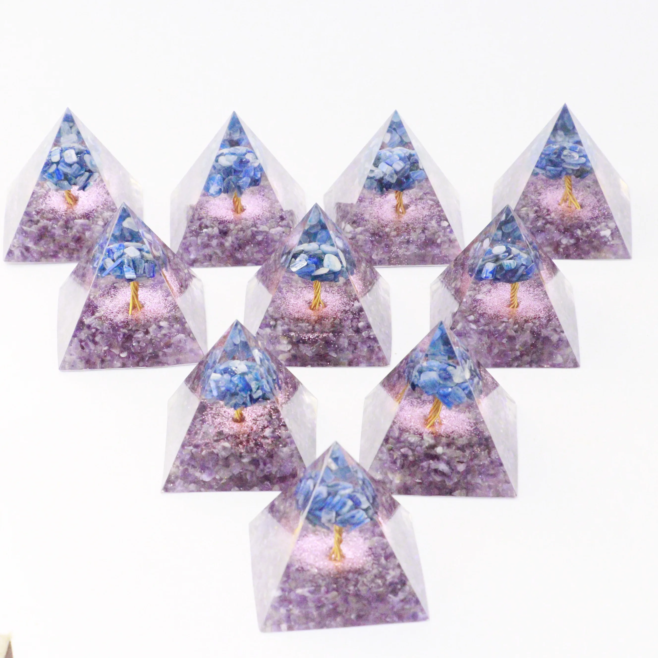 Wholesale  crystal  energy  orgonite  pyramid  natural crystal jewelry resin crafts for fengshui