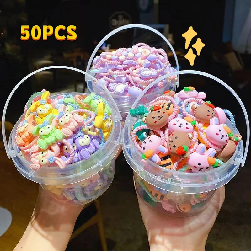 Cartoon Elastic Hair Ties Headwear Kids Bow Hair Bands Small Mini Children Hair Ribbons Girls Accessories