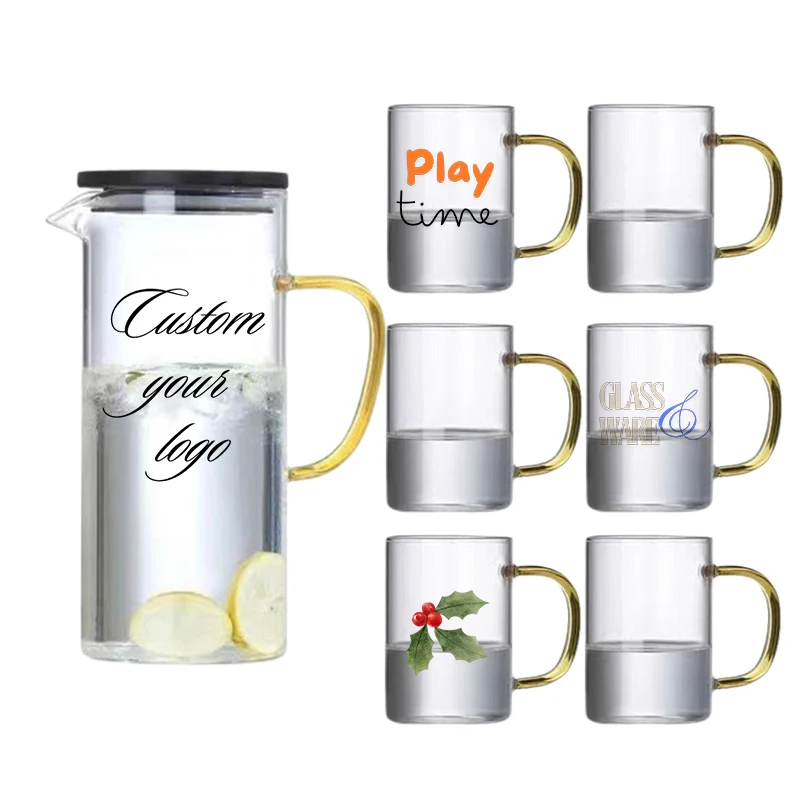 Hot Sale Big Capacity Decanter Set Water Coffee Filter Tea Pitcher Tumbler Glass Carafe Jug and Hip Flask for Drinking