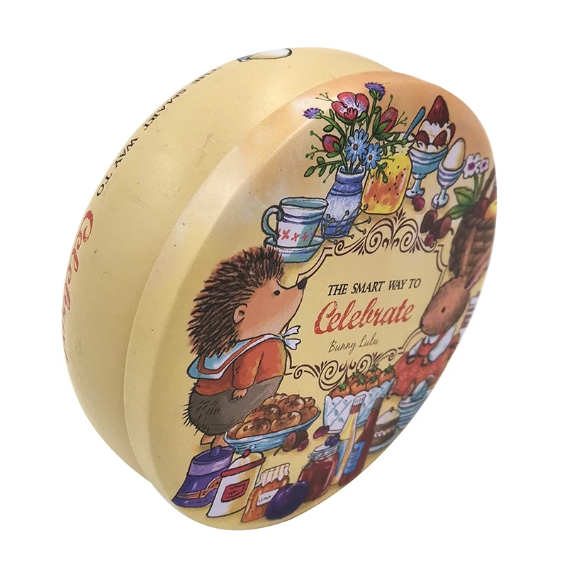 Wholesale Eco-friendly Empty Food Safe Cartoon Chocolate Metal Round Box Cookie Tin Boxes