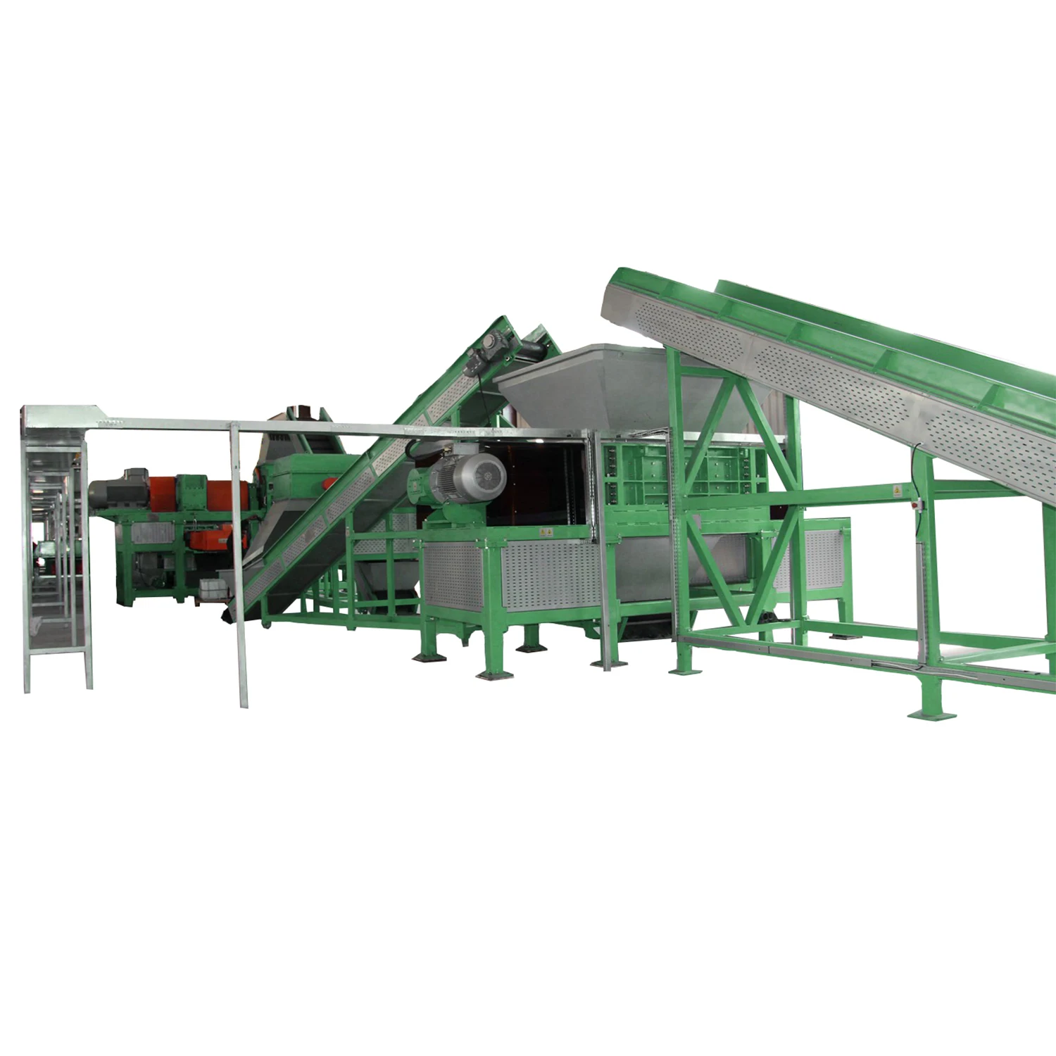 High Capacity Waste Tire Shredding Plant With Wire Removal System For Sale