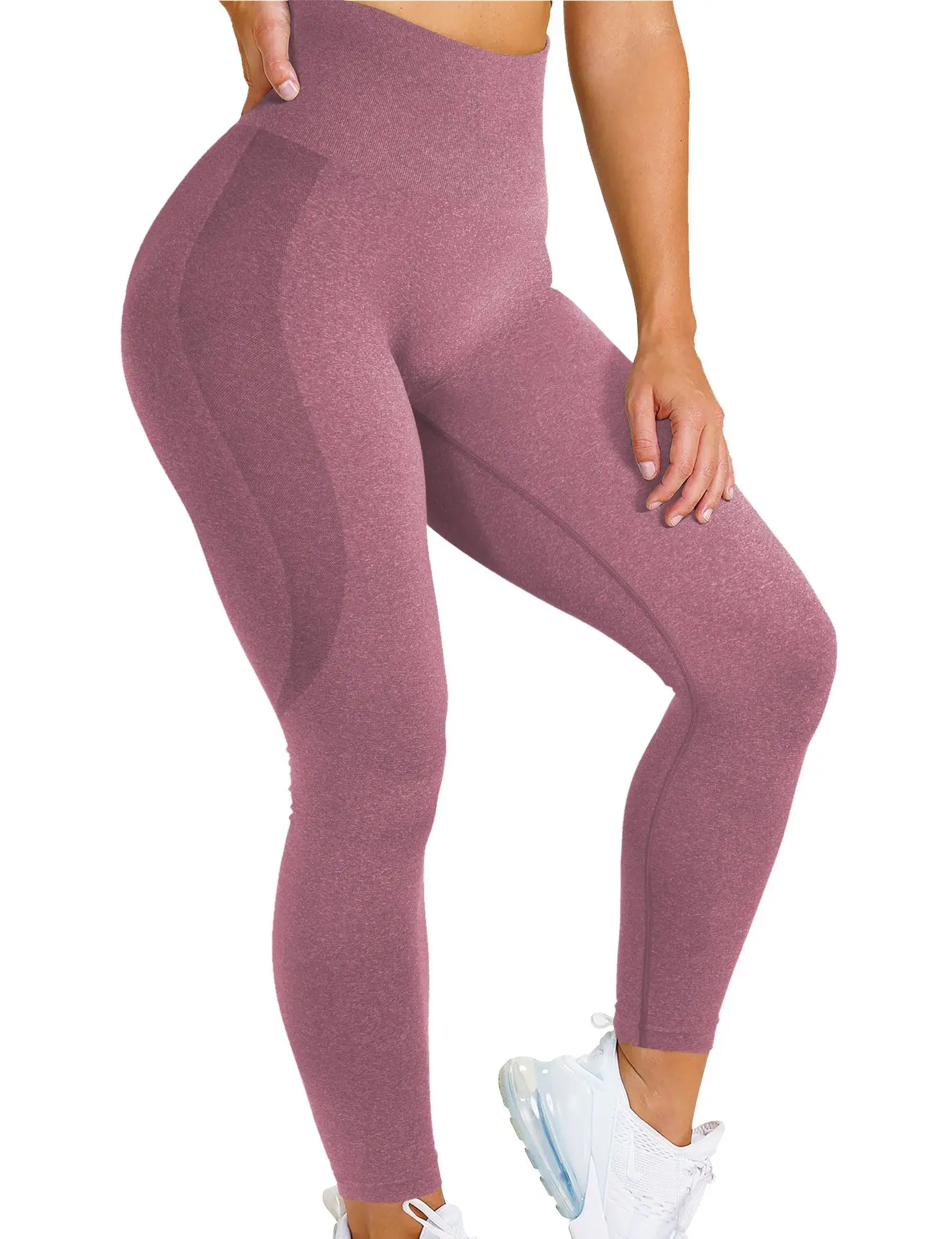 SHEDO Women Seamless Leggings Smile Solid Color Contour High Waist Workout Gym Yoga Pants