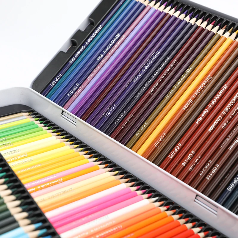 high quality High Grade Soft Lead custom artiest basswood 120 water color pencil in metal tin box