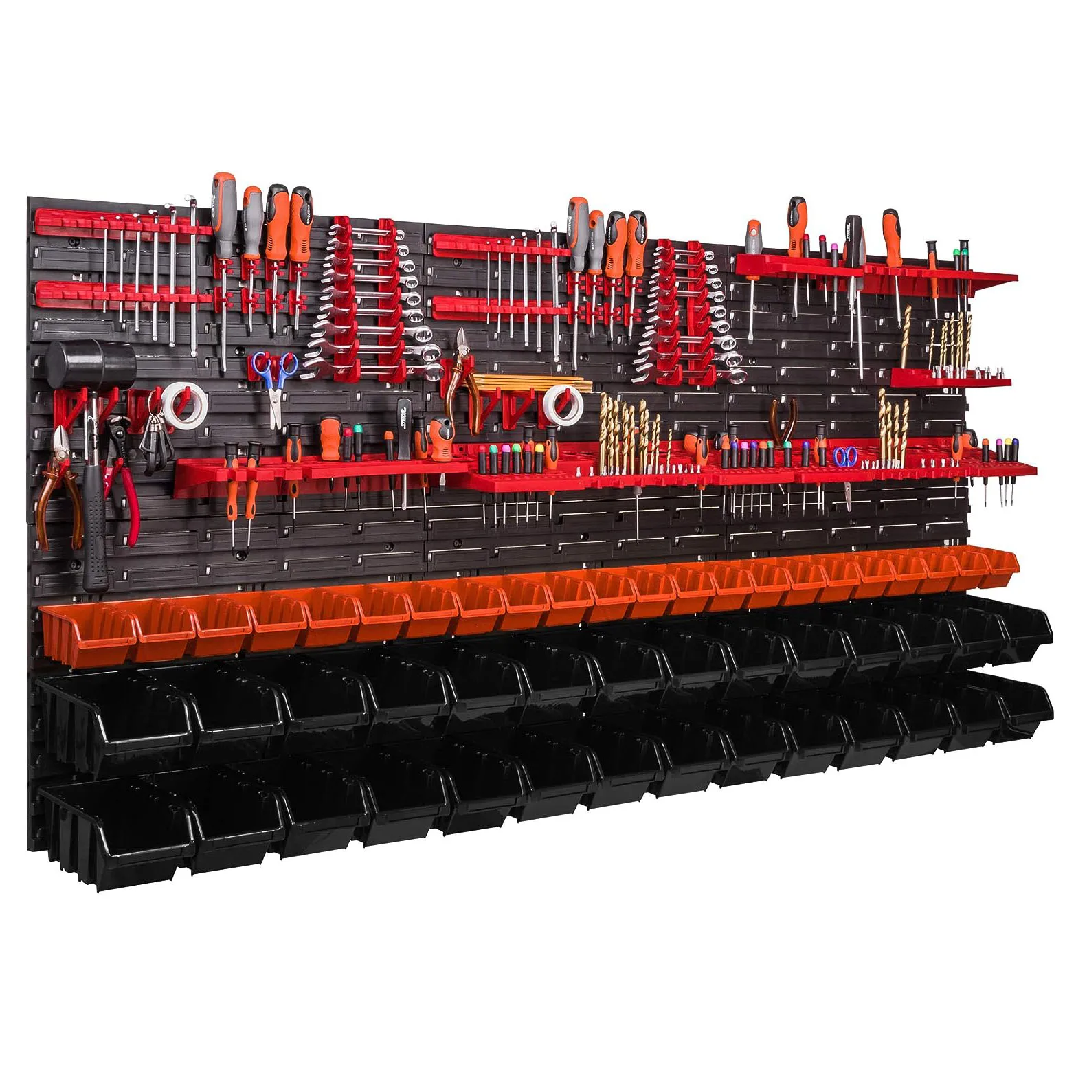 Wholesale Wall Mounted Hanging Tool Storage Bin Panel Rack System 92 pcs Wall Tool Storage Bins