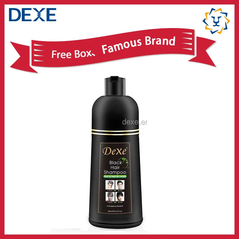 Dexe Wholesale OEM Organic Non Allergic Color Hair Dye Shampoo Fast Grey Hair Coverage Black Hair Shampoo 400ml 420ml 500ml