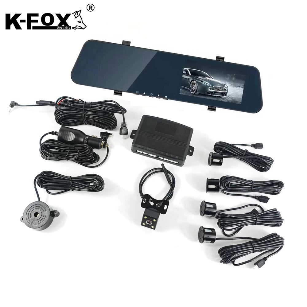 Оптовая продажа 4 3 дюймов Автомобильная Аптечка на тонкопленочных транзисторах тонкоплёночных видео зеркало заднего вида могут тире камера видеорегистратор с двойной Запись система элементов радарного датчика