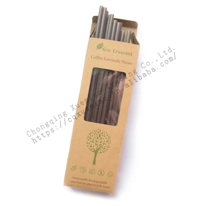 Eco Crescent sustainable compostable friendly biodegradable NO PLA coffee ground drinking straw