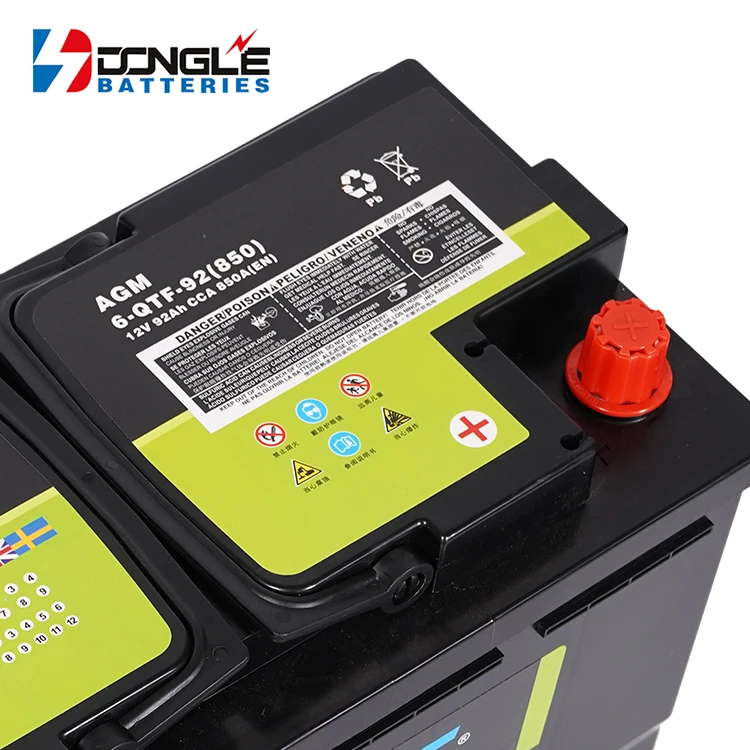 High CCA Large Capacity 12v 92Ah Rechargeable Automobile Trucks 6-QTF-92 AGM Lead Acid Car Battery