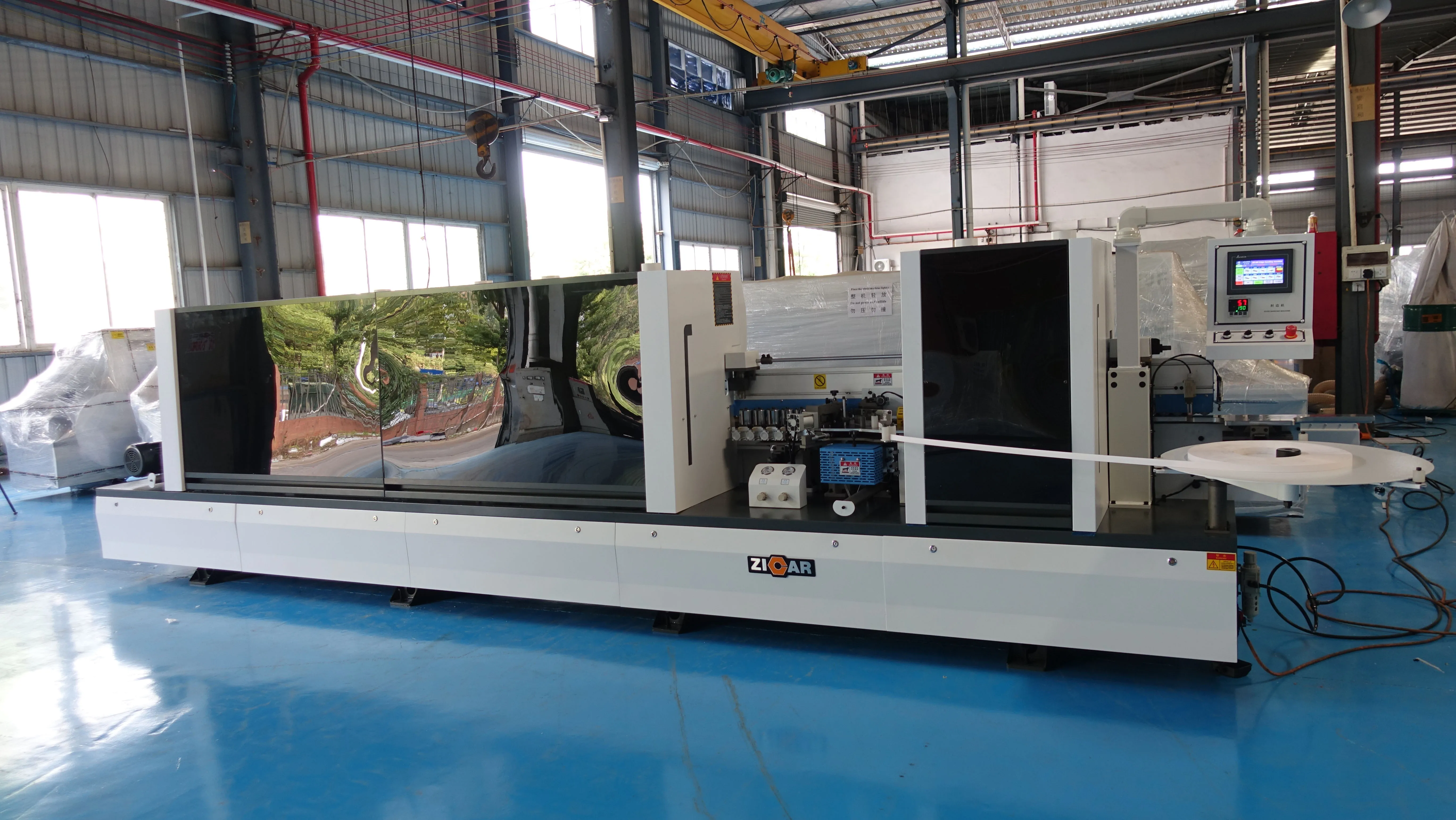 ZICAR MF50F 8 functions automatic edge banding machine with pre-milling corner trimming end cutting for making furniture doors