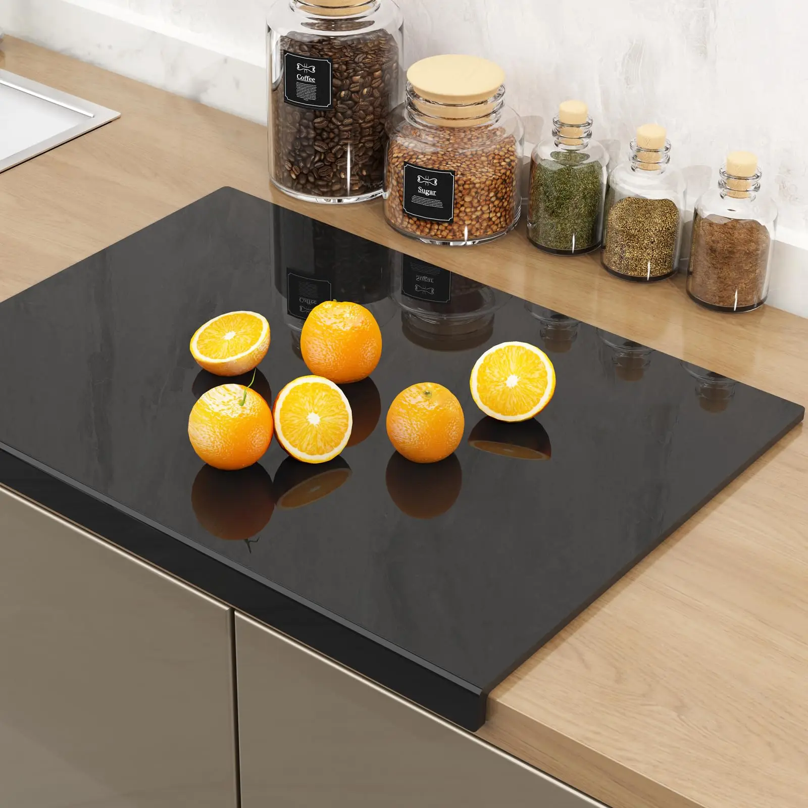 Acrylic Cutting Board with Counter Lip Clear Cutting Board for Kitchen Counter Non Slip Cutting Board  Acrylic Organizer Kitchen