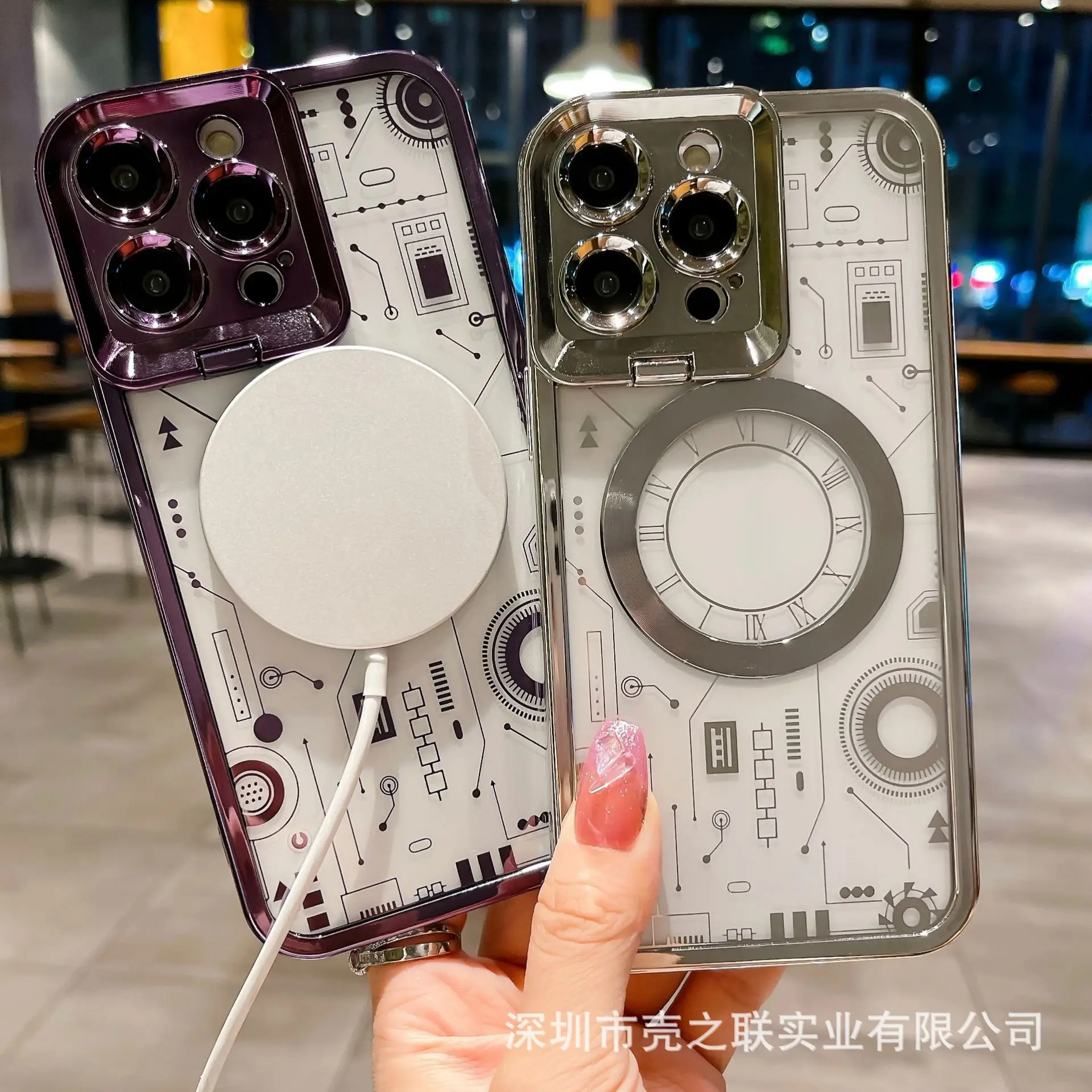 New phone case for iPhone14ProMax circuit diagram lens frame bracket CD 12/13 magnetic absorption all-inclusive protective shell
