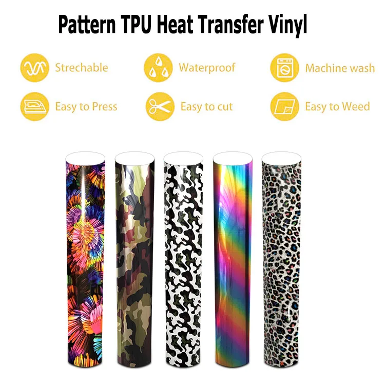 Reusable Tpu Iron On Textile Roll 3D Textil Htv Textiles Free Sample Film Camouflage Heat Transfer Vinyl For T-Shirt Clothing