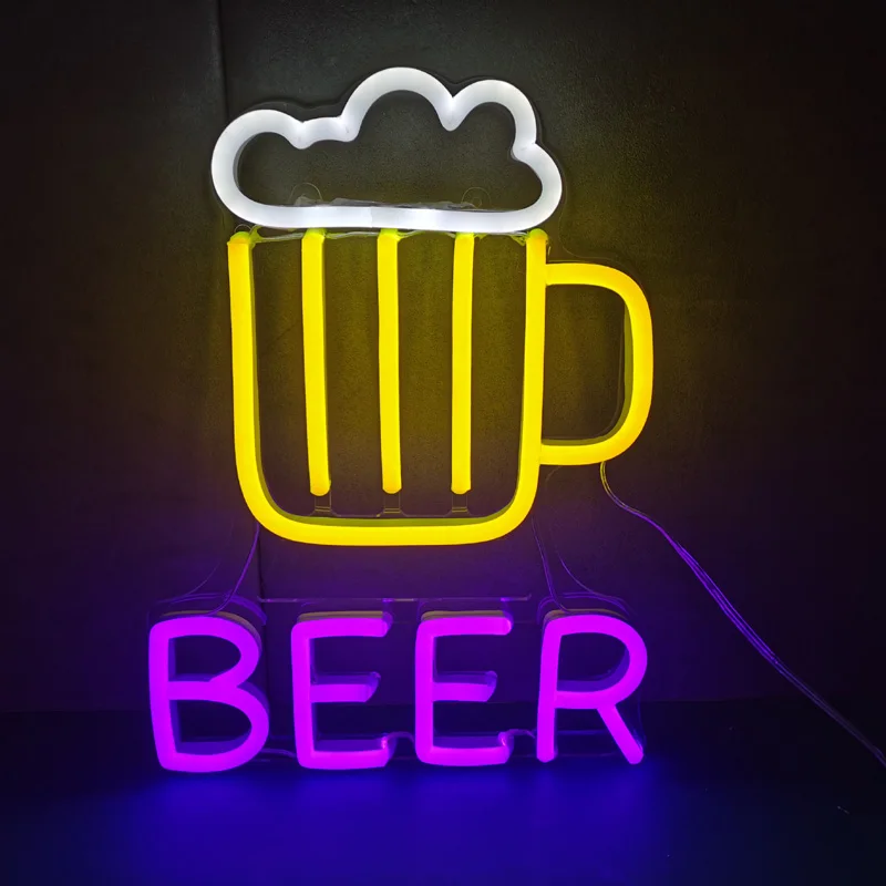 Custom wall mount acrylic custom neon beer sign letters board led light neon signs custom beer sign