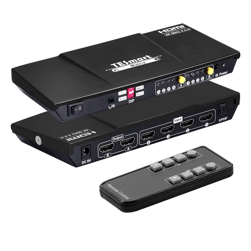 TESmart hdmi matrix 4x2 multiviewer  With smart EDID  IR remote support HDCP 2.2 4k60Hz for bar 4in2 hdmi matrix switcher
