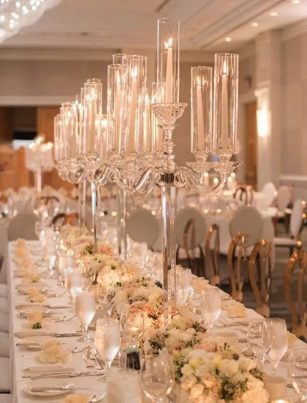 MH-TZ059 Crystal Candelabra crystal table chandelier glass cylinder centerpieces crystal wedding candelabra