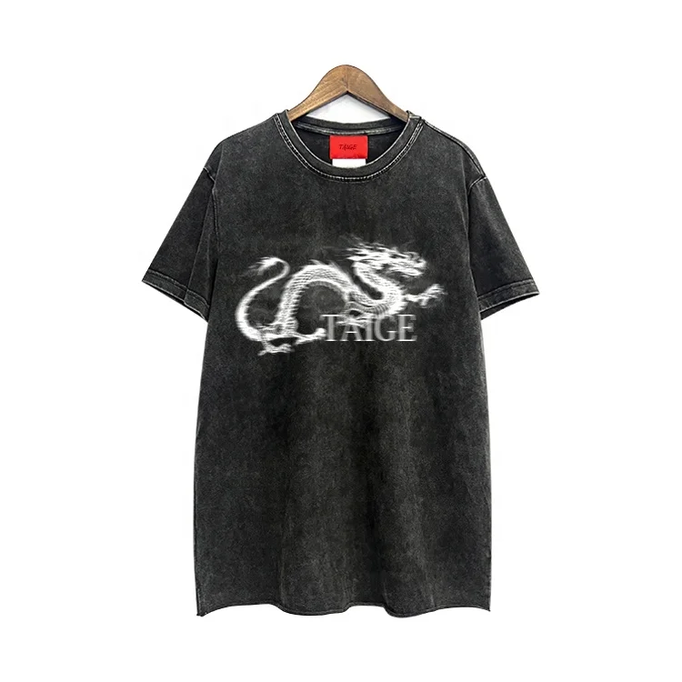Wholesale Factory Custom Digital printing tshirts with custom labels Acid Wash mens T-Shirt with print