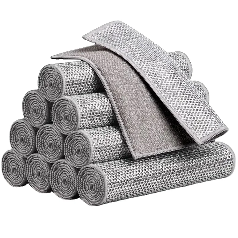 Wool Dish Towel, and Food Storage Containers Metal Wire Cleaning Mesh Dishcloth, Quick-drying Oil-absorbing Steel Kitchen Square