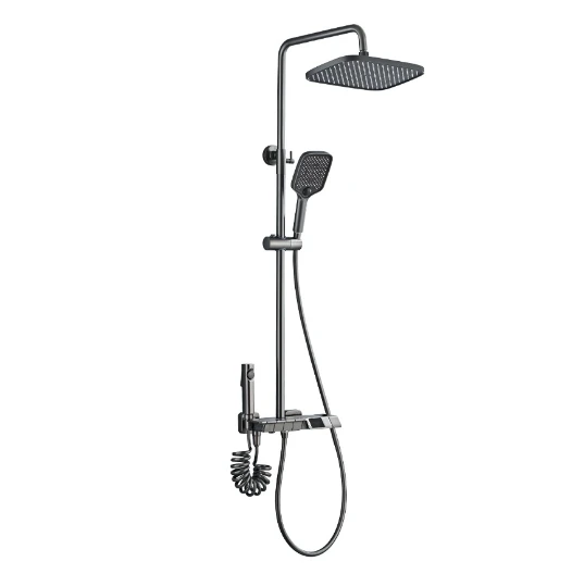 luxury shower set water generated electric brass  bathroom full screen digital display 5 function massage body led shower set