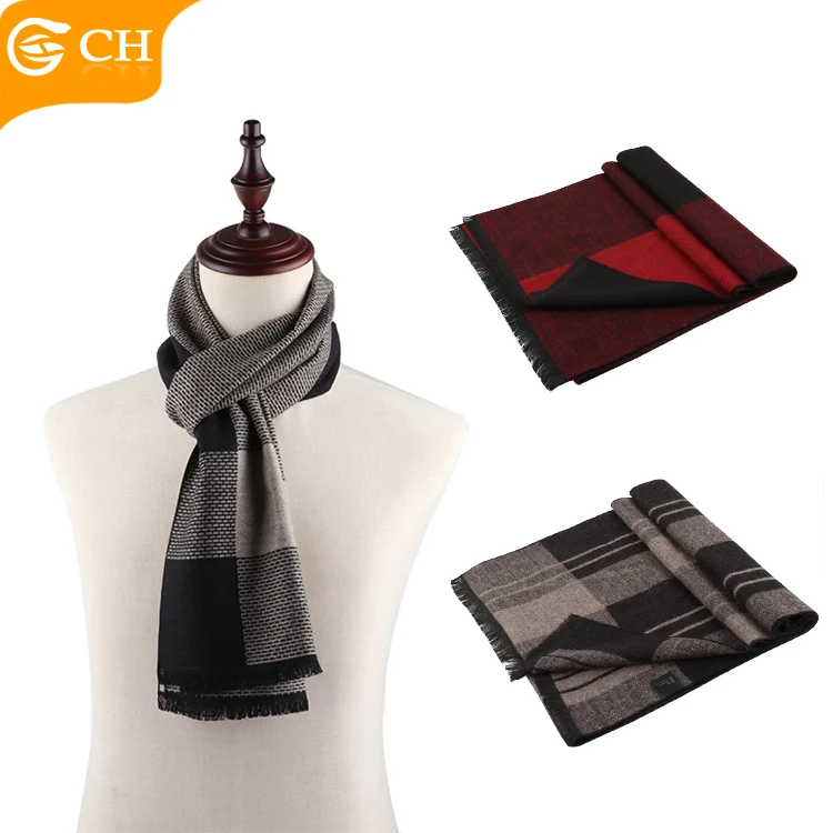 Wholesale Scarves Designer Winter Checked Scarf for Men Custom Silk Tassel Viscose Other Scarves