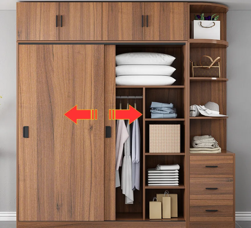 Northern Europe wooden sliding door household bedroom locker large wardrobe for rent