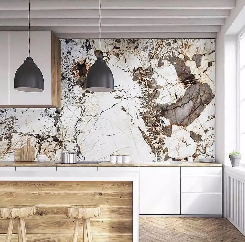 Decorative stone brazil beige quartzite and white color Alpinus  for house decoration quartzite slab floor tiles