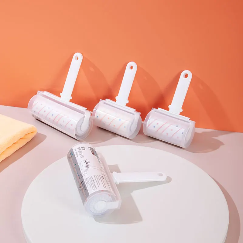 reusable adhesive lint roller hanging hole handheld pet hair clothes cleaning brush sticky cleaning lint remover roller