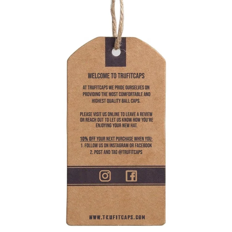 Custom Recycled Brown Kraft Paper Cloth Tag Kraft Paper Garment Hang Tag Kraft Paper Jeans Hang Tag With String