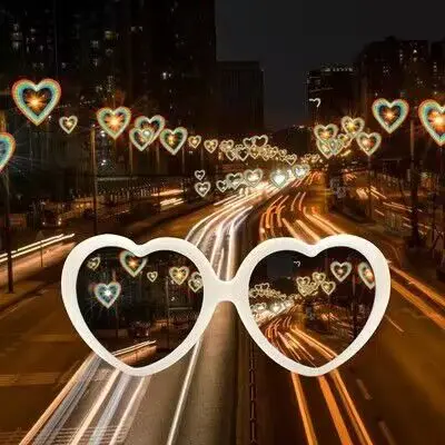 2023 Love Effects Sunglasses Special Rave Party Light Changing Eyewear Heart Shaped Diffraction Glasses