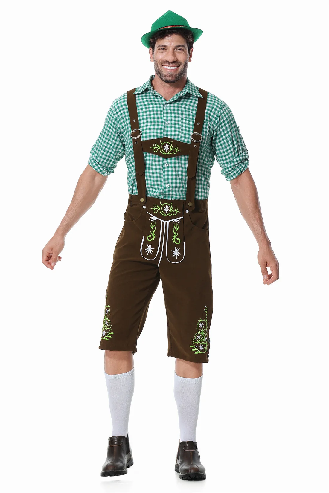 Party German Beer Okotoberfest Bavarian Guy Mens Lederhosen Adult Halloween Costumes Fancy Dress Outfit Cotton + Genuine Leather