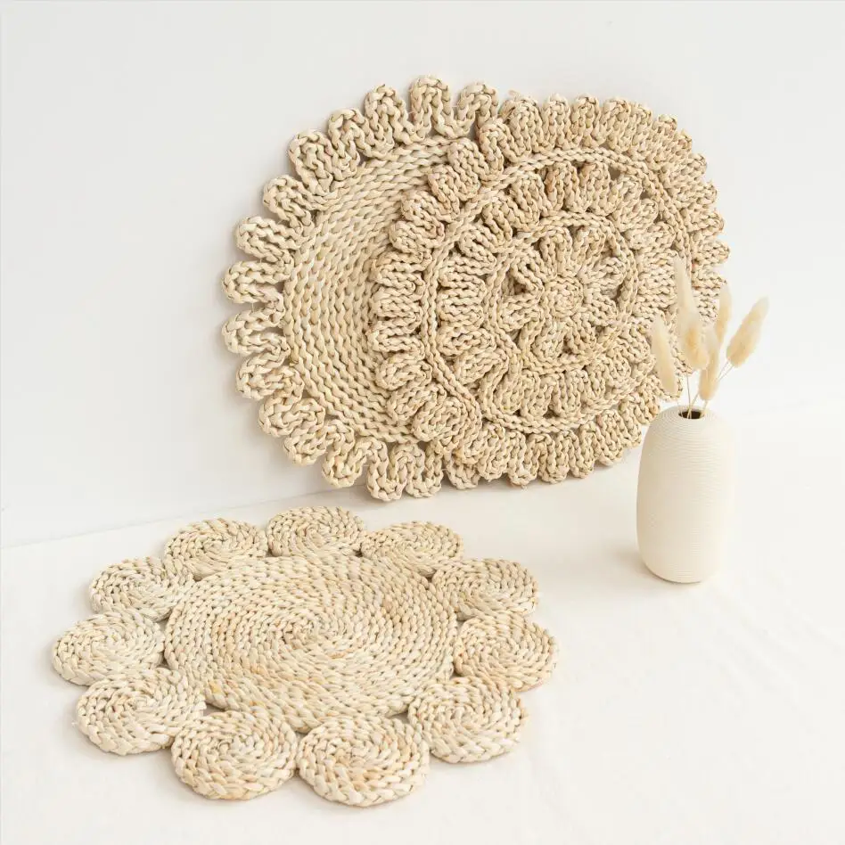 Table Mat 38cm Eco Friendly Antislip Table Decor Nature Corn Straw Weave Sun Flower Dinner Mat