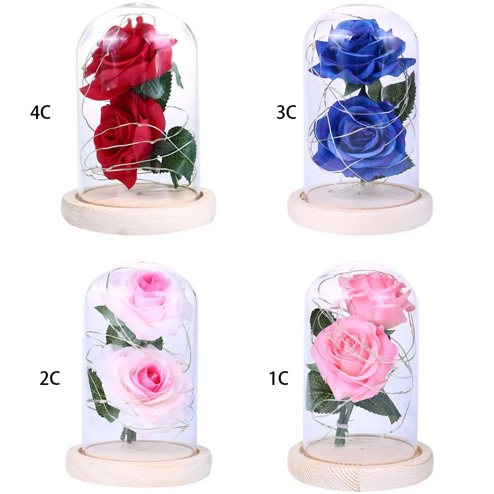 
Hot Selling Wholesale Preserved Rose Glass Dome Artificial Flowers Preserved Flowers for Valentines day Gifts 