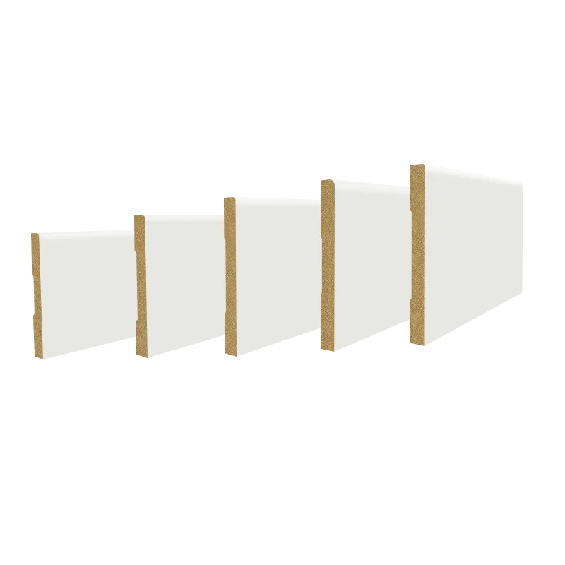 Home Dep0t Modern Classic Interior White Primed MDF Baseboard Trim Flat Square Floor Base Molding Difference Sizes