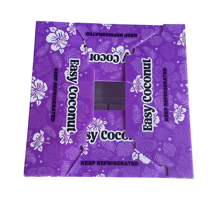 Factory Supply Custom Logo Recycled Folding PP Corrugated Coroplast Turnover Packaging Plastic Hollow Box for Coconut