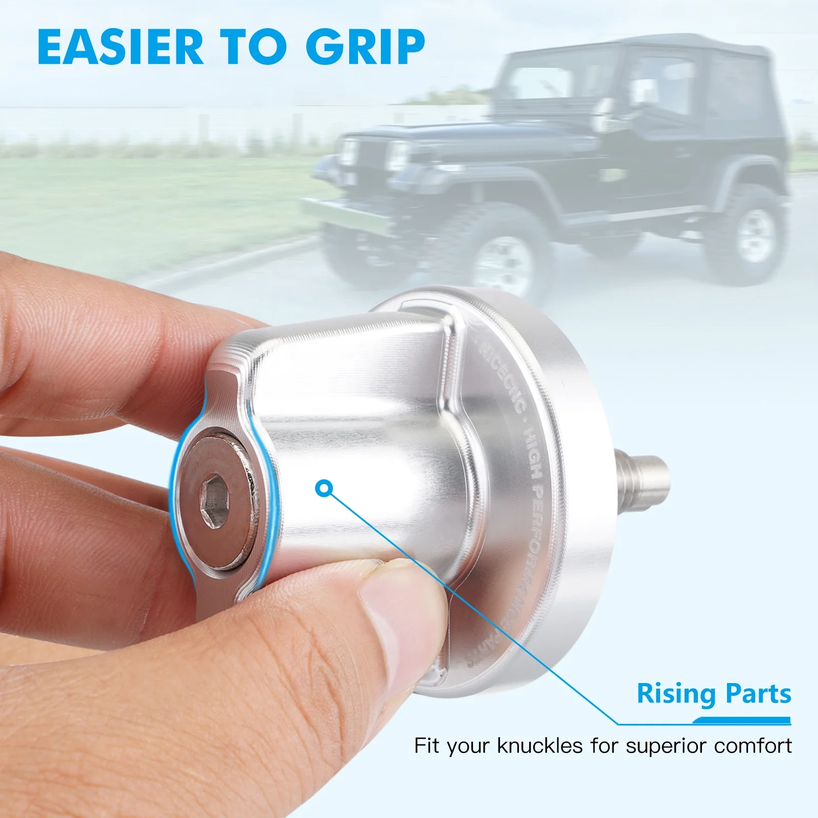 NICECNC Gloss Silver Black Red Interior Windshield Knob For Jeep CJ Wrangler YJ 1976-1990 1991-1995