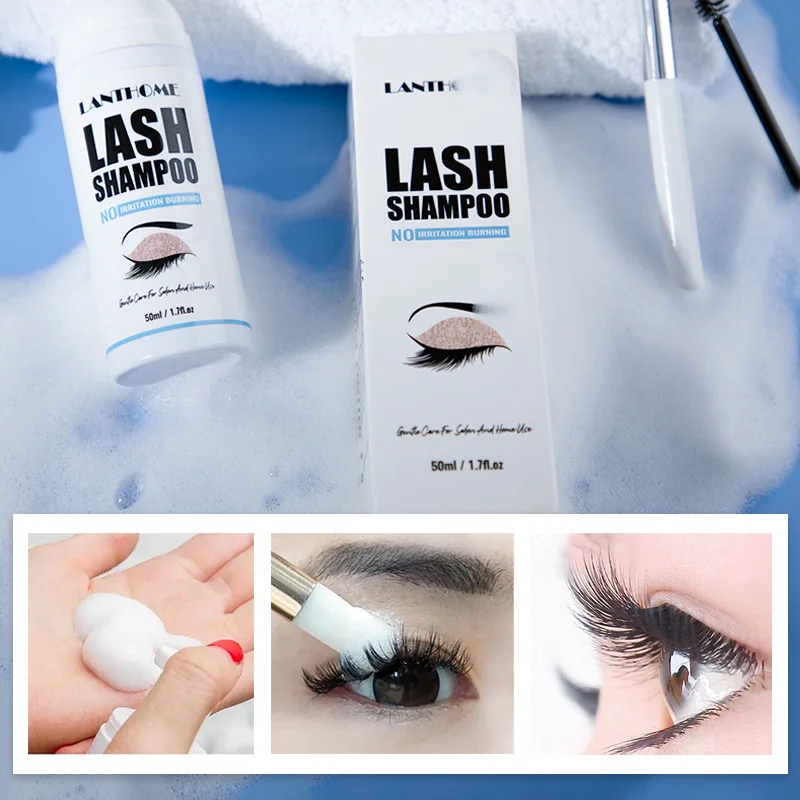 Private label eyelash shampoo Concentrate Eyelash Foam Cosmetic Spray With Brush