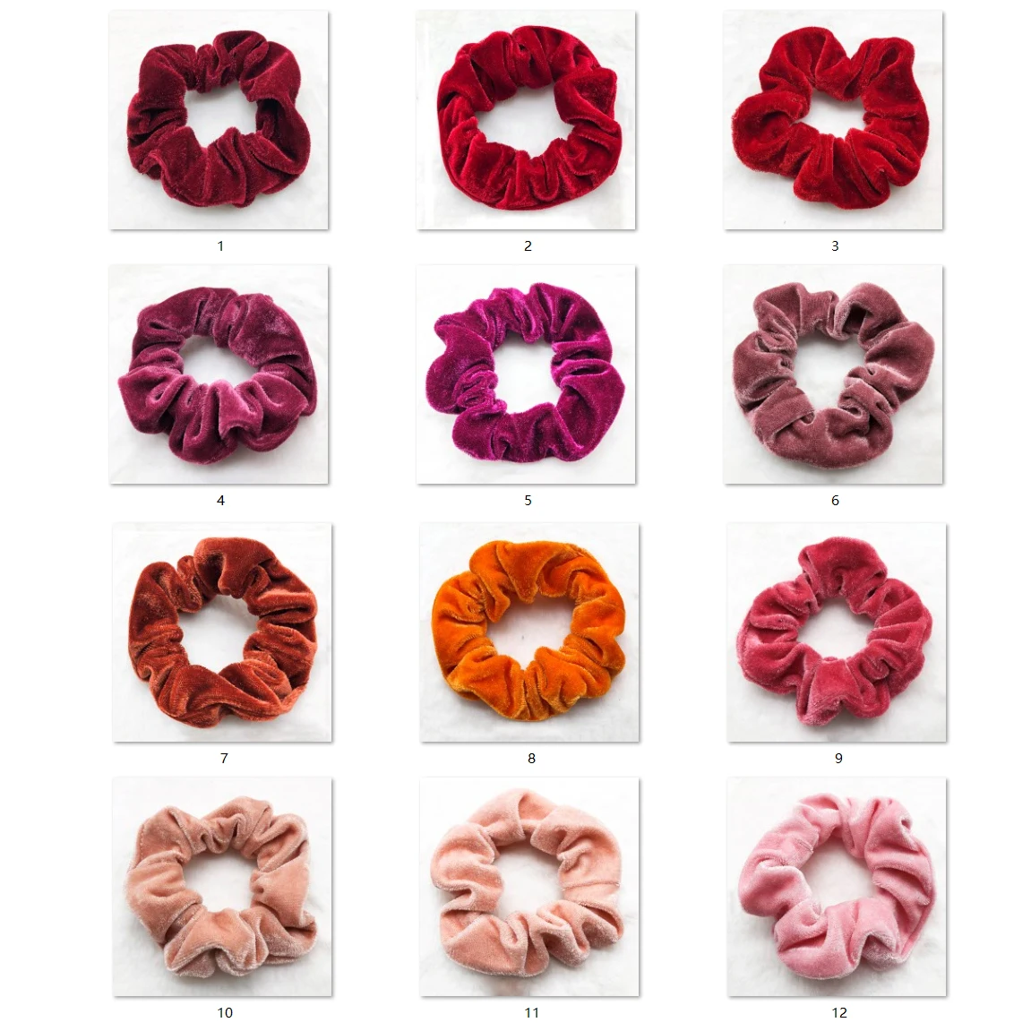 Solid color plain designer velvet Elastic Hair Scrunchies accessories for girls and woman