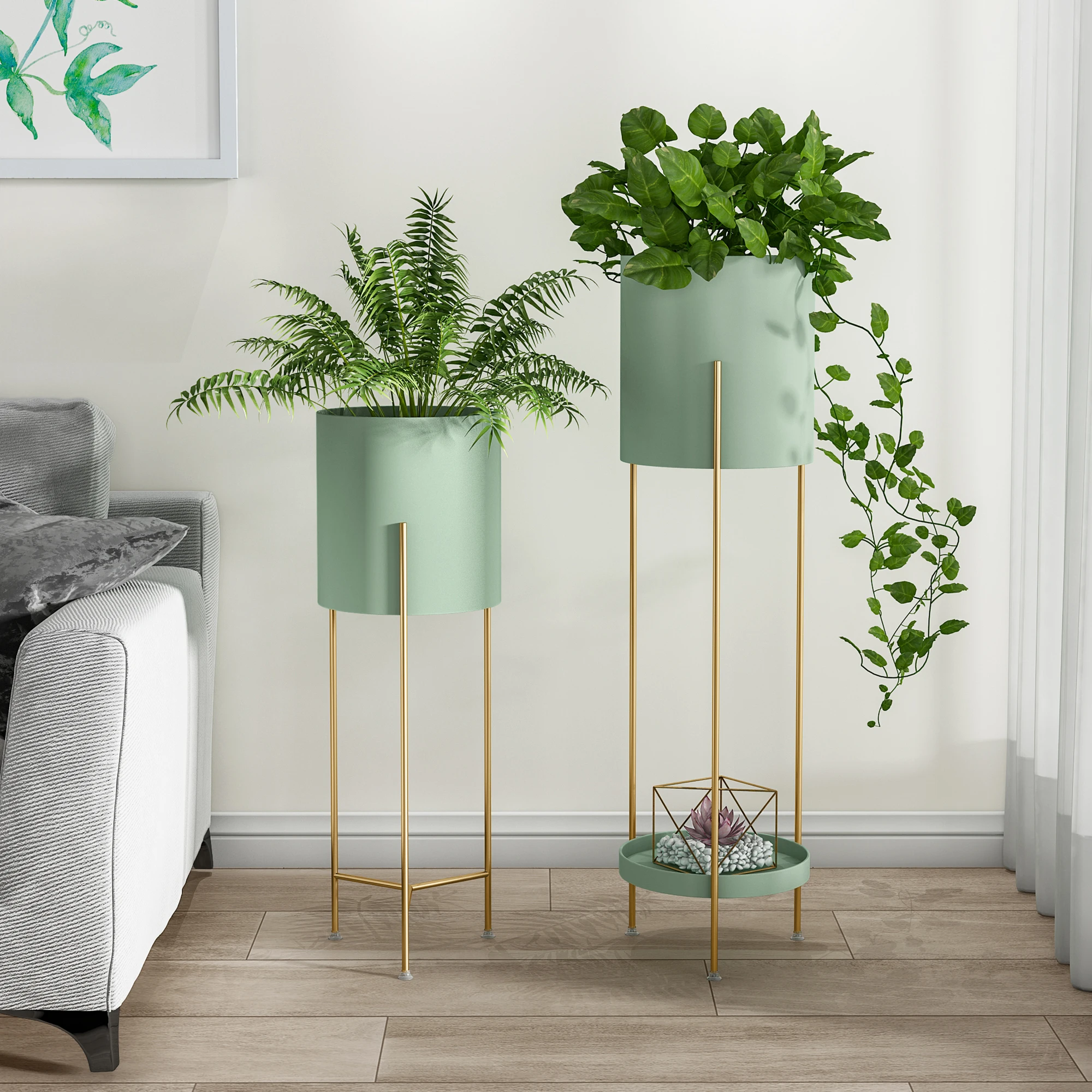 Plant Stand House Home Decor Modern Mid Century Display Holder Rack Indoor Flower Pot Plant Stand Metal Gold