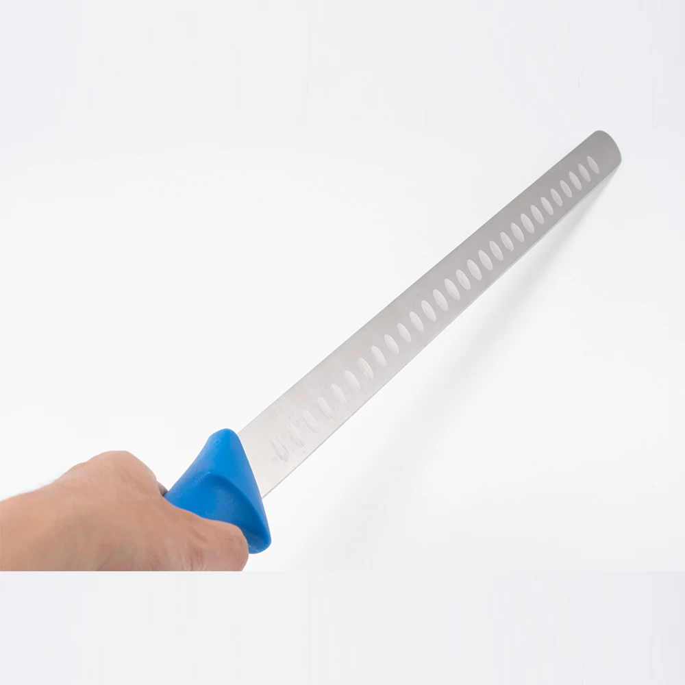 Новое поступление 14-дюймовый немецкий стальной кухонный нож для нарезки мяса ветчины с резиновой ручкой премиум-класса