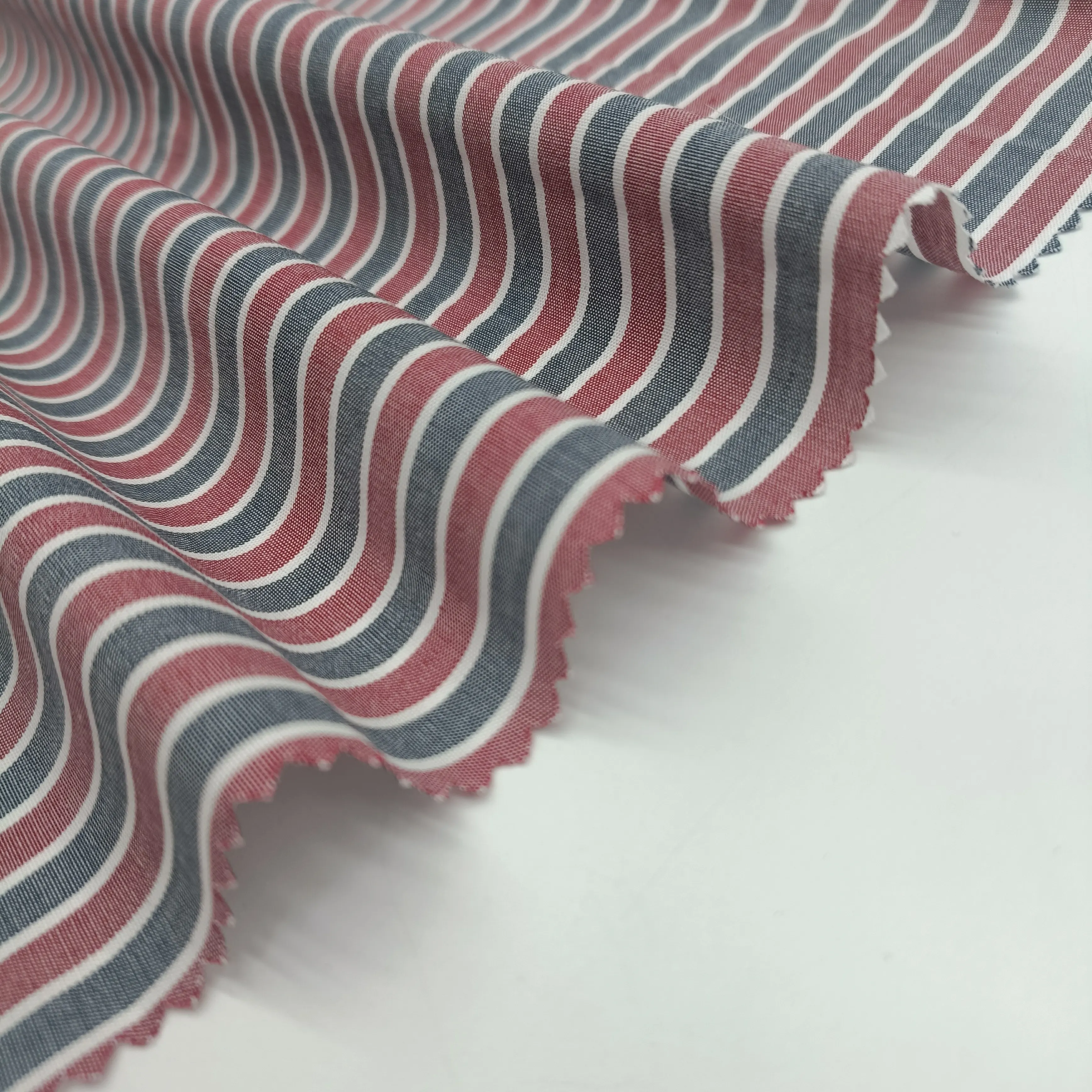 Red and blue stripe yarn-dyed 100% cotton fabric for shirt colour striped fabric