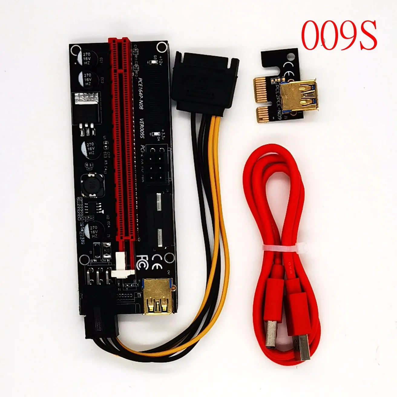 Dual Led Ver009s Pci-e Riser Card 009s Pci Express 1x To 16x 0.6m Usb 3.0 Cable 6pin Power For Bitcoin Miner Mining