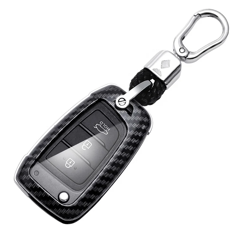 Car Key Shell Case Fold For Hyundai Mistra IX35 Carbon Fiber Texture Key Cover 2021 Accessory