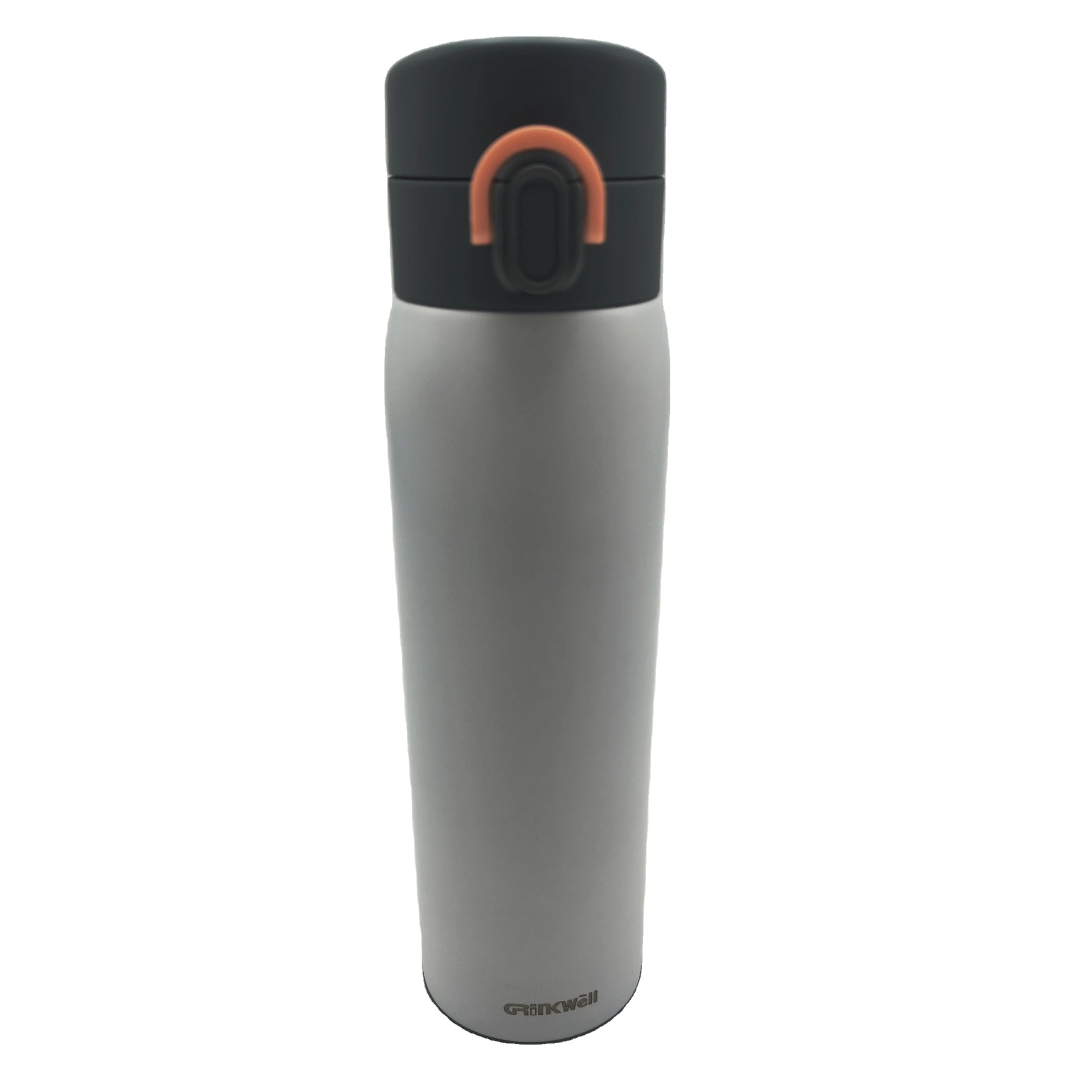 Grinkwell 450ml Double Wall Stainless Steel Water Bottle Insulated High Quality Drinking Bottle Travel Mug with Button Lock
